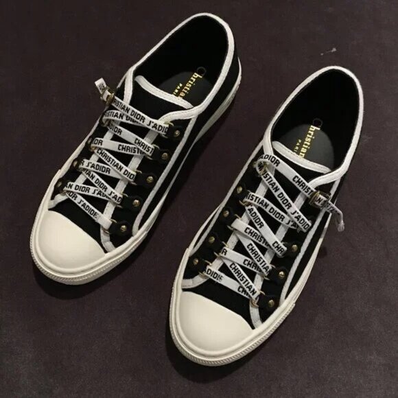 DIOR WALK'N'DIOR SNEAKERS BLACK COTTON CANVAS - Picture 1 of 7